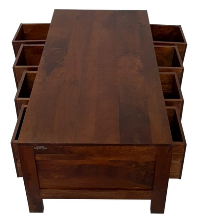 Drewniany stolik kawowy z szufladkam 120x60 cm - brąz