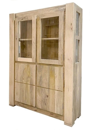 Kredens-witryna drewniana z mango NATURAL – 109x35x150 cm