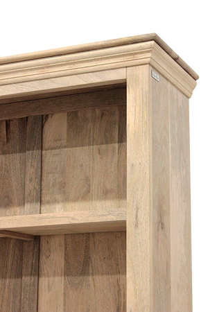 Duża kolonialna biblioteczka z litego drewna mango z półkami i szafką 150 cm