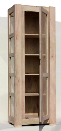 Wąska witryna indyjska z litego drewna mango – 66 cm, naturalna