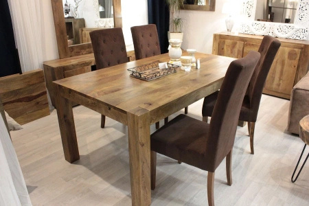 Drewniany stół do jadalni rozkładany z litego mango 160/280 x 100 cm – kolor toffi