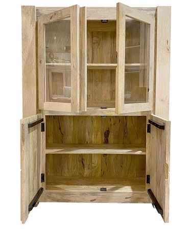 Kredens-witryna drewniana z mango NATURAL – 109x35x150 cm