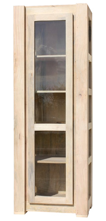 Wąska witryna indyjska z litego drewna mango – 66 cm, naturalna