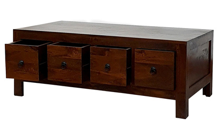 Drewniany stolik kawowy z szufladkam 120x60 cm - brąz