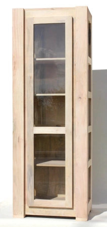 Wąska witryna indyjska z litego drewna mango – 66 cm, naturalna