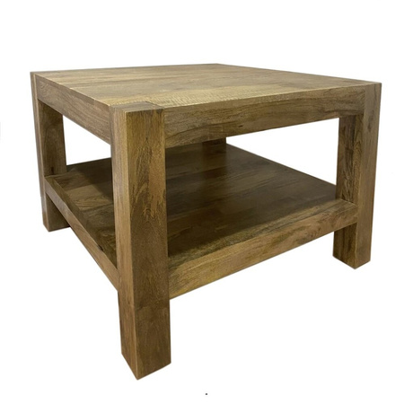 Drewniany stolik indyjski z półką 80x80 cm